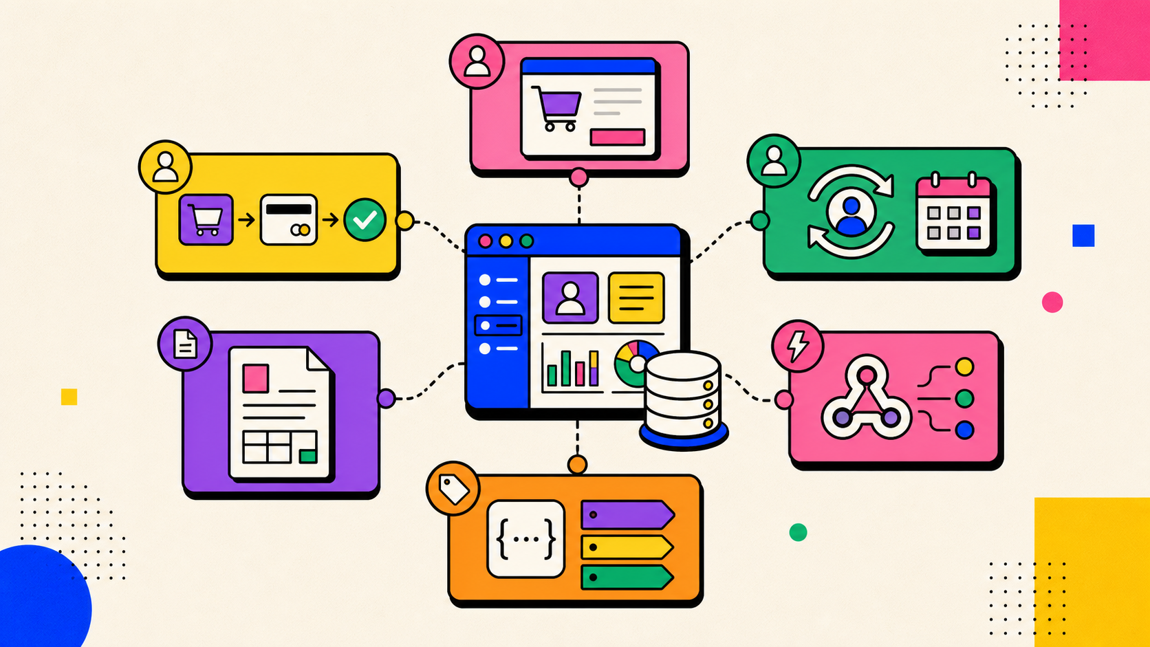Illustration des objets Stripe reliés à une application