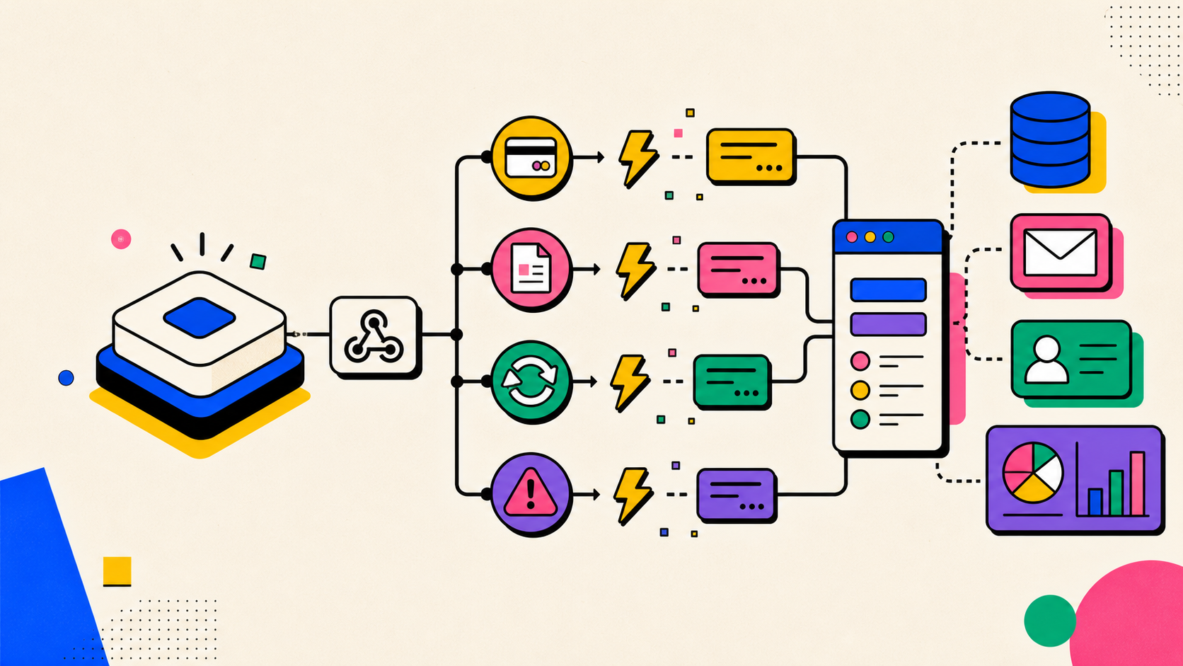 Illustration de webhooks Stripe envoyés au backend